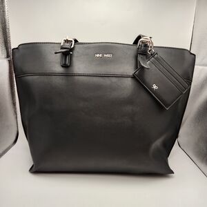 Nine West Black Chic Tote Bag with Credit Card holder New